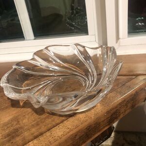 Clear Swirl Glass Decorative Italian Bowl - Crystal Finish